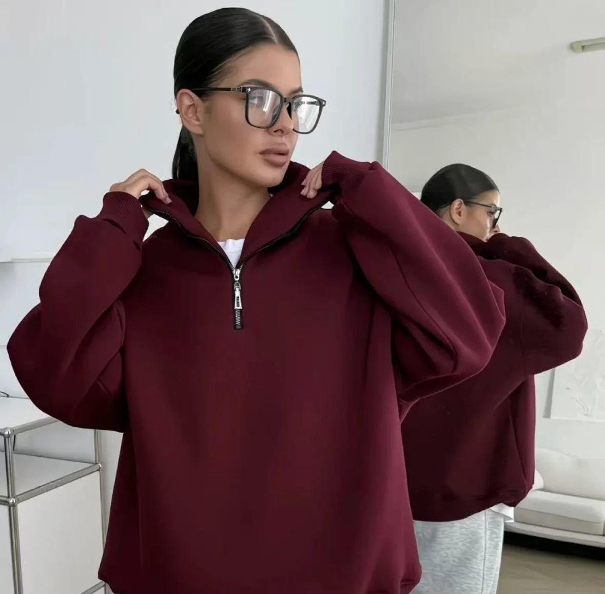Sweat Col Montant Zippé