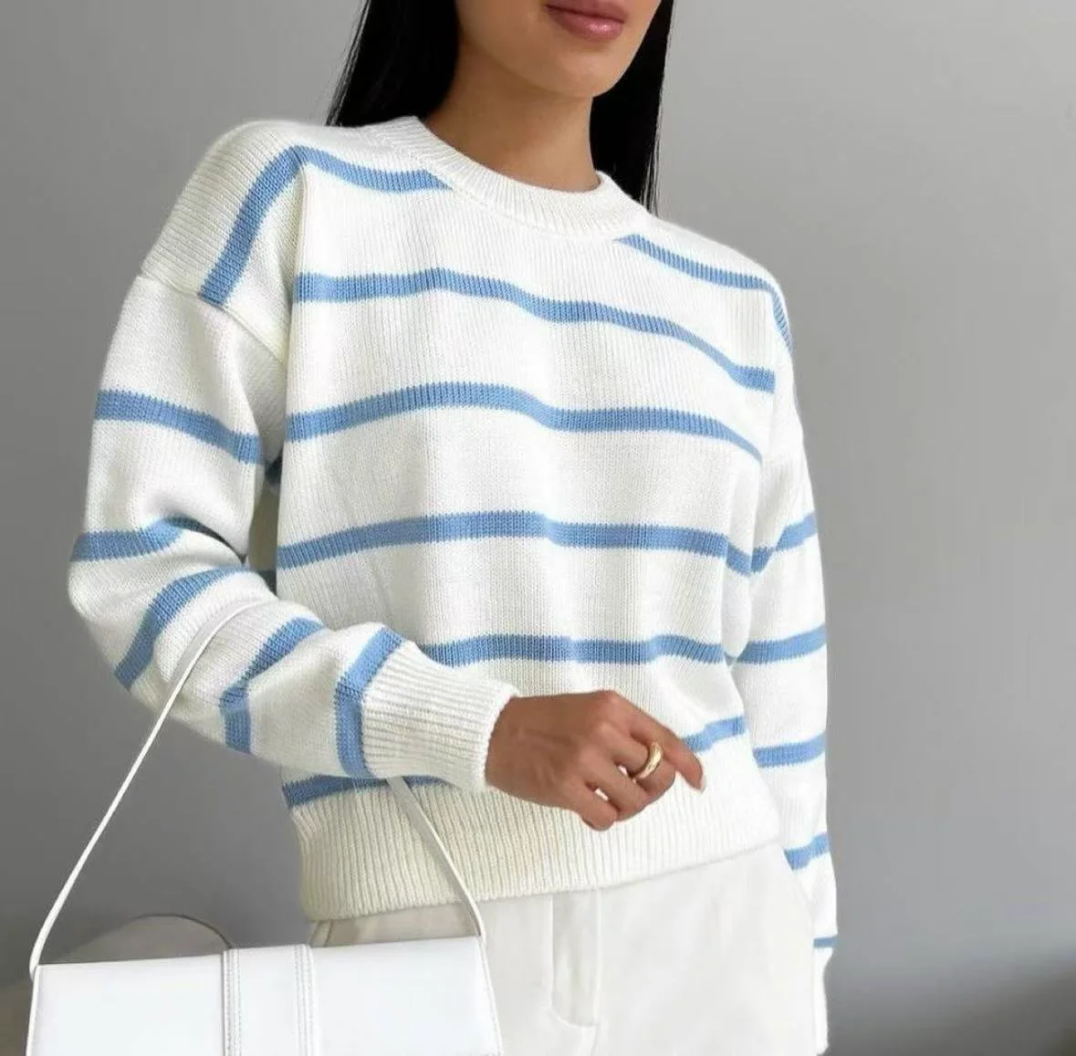 Pull Rayé Col Rond