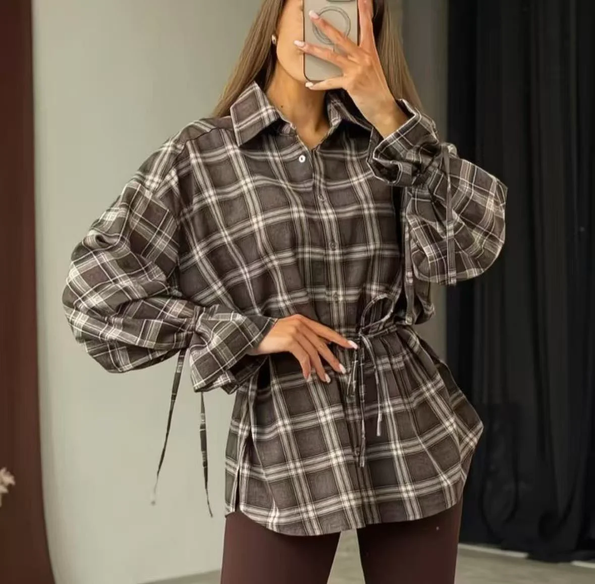 Chemise Carreaux Ceinturée