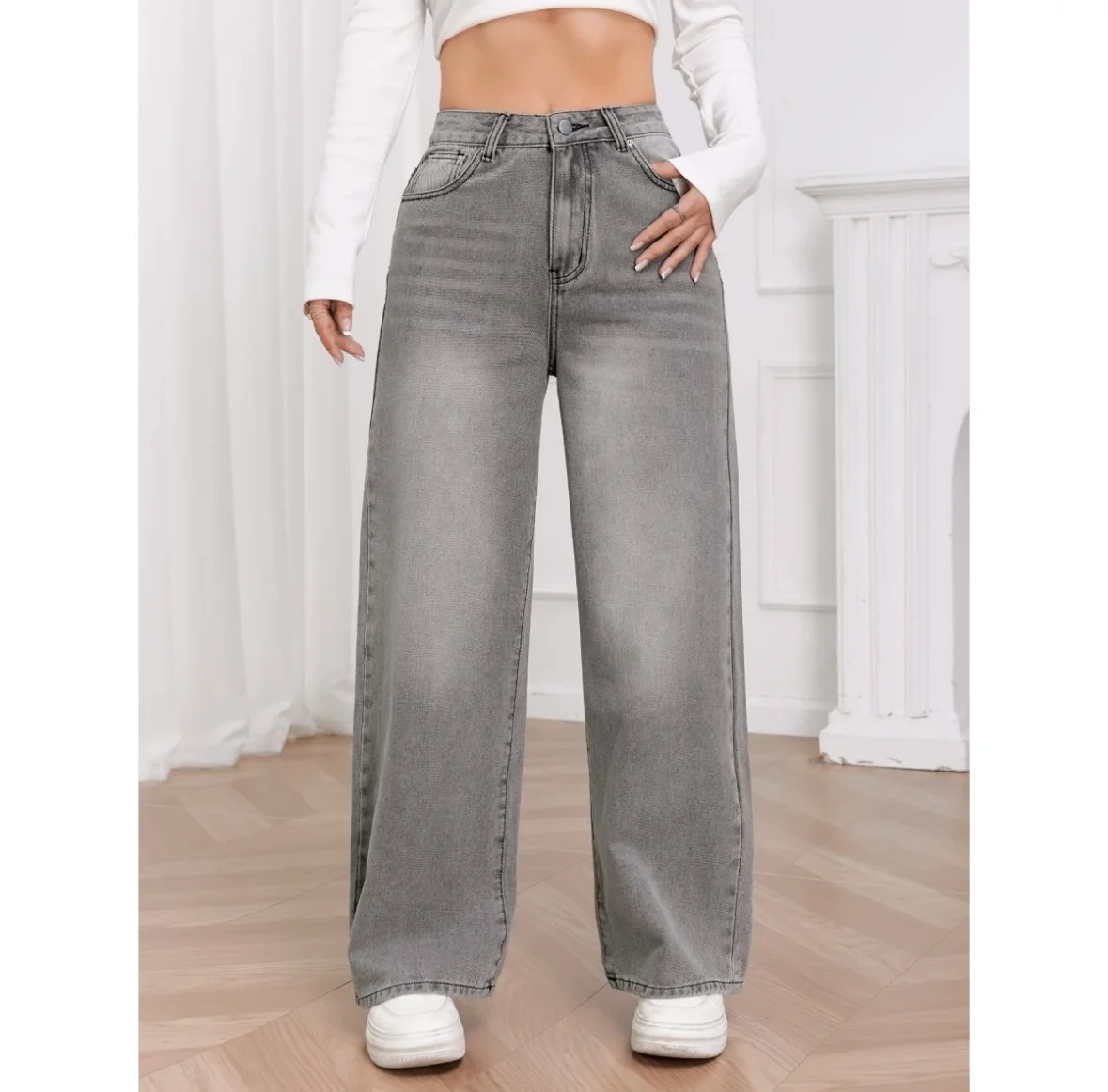 Jean Large Gris