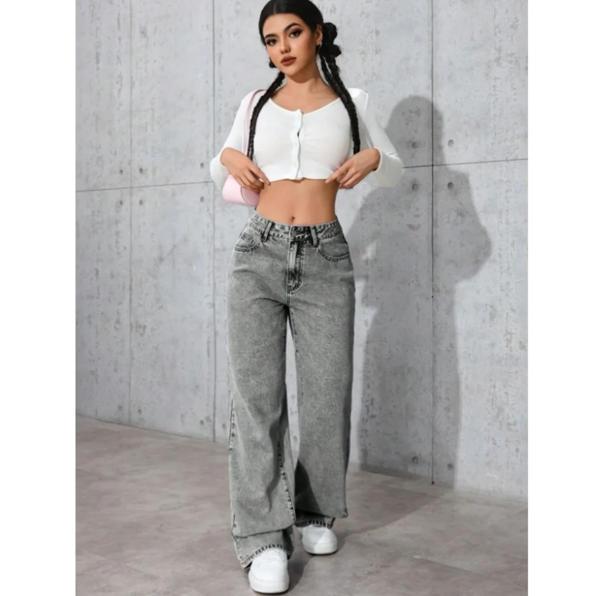 Jean Large Gris