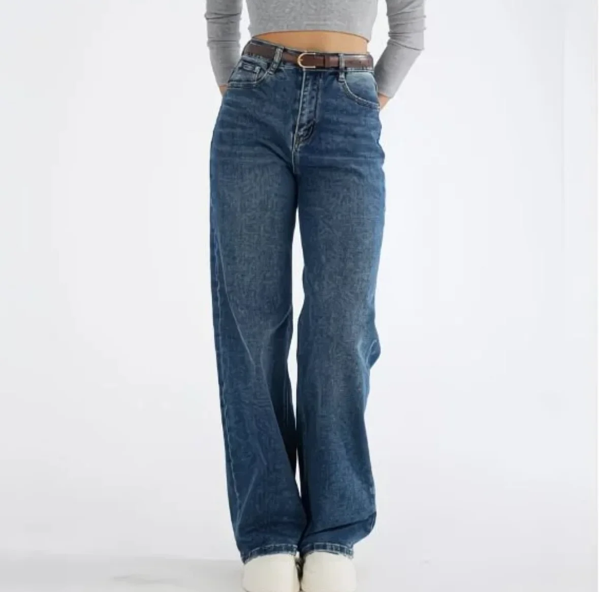 Jean Large Bleu Usé