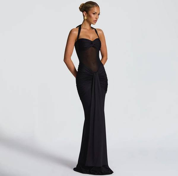 Robe à dos nu drapée
