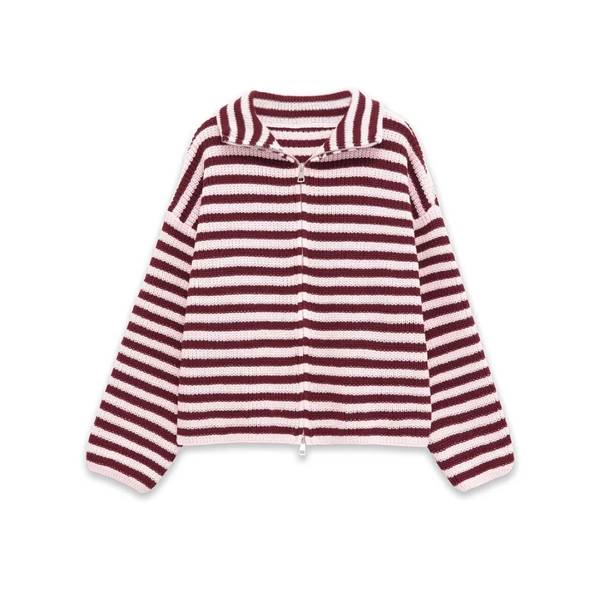 Cardigan zippé rayé
