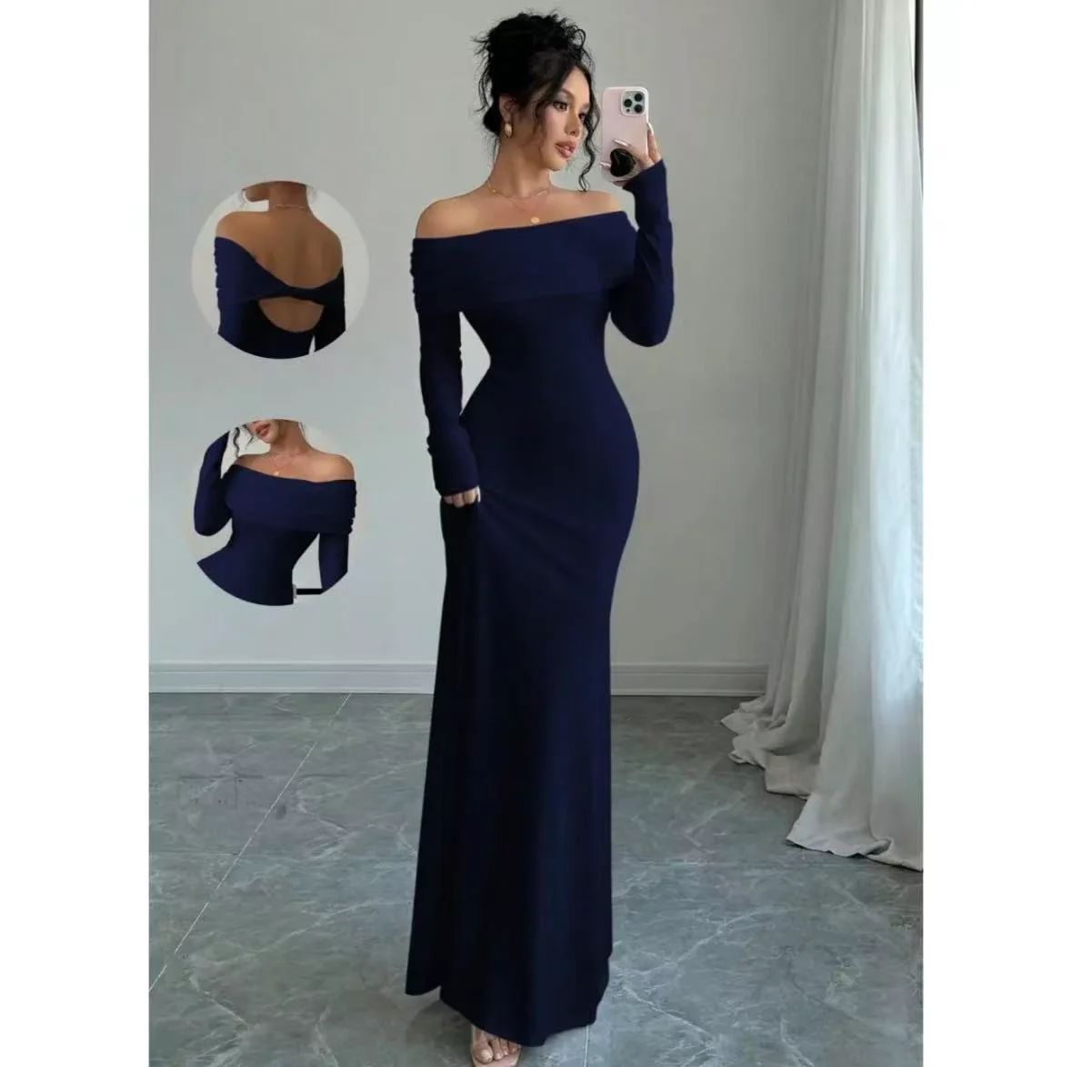 Robe Col Bateau Manches Longues