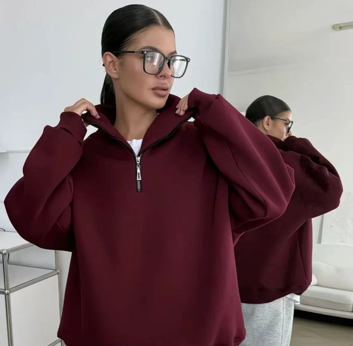 Sweat Col Montant Zippé