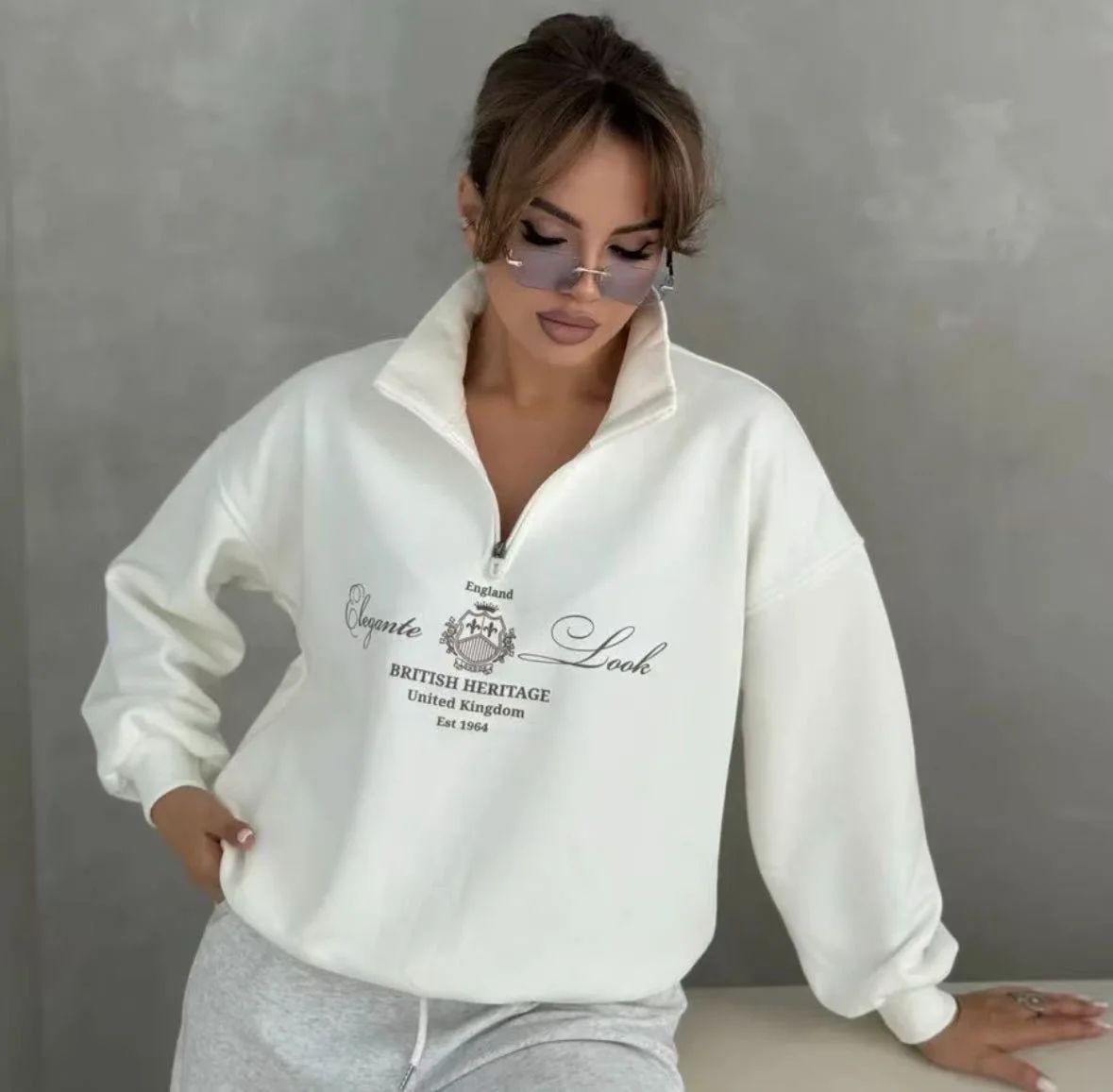 Sweat Col Montant Logo Brodé