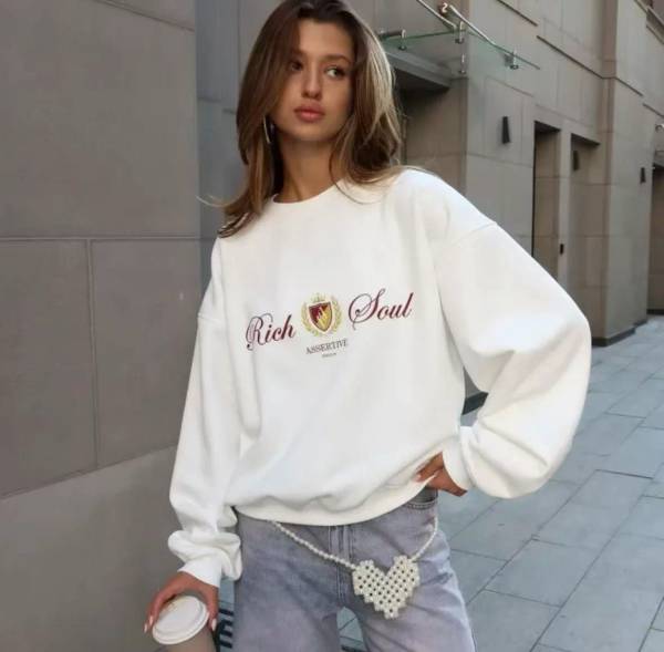 Sweat Col Montant Logo Brodé Rose