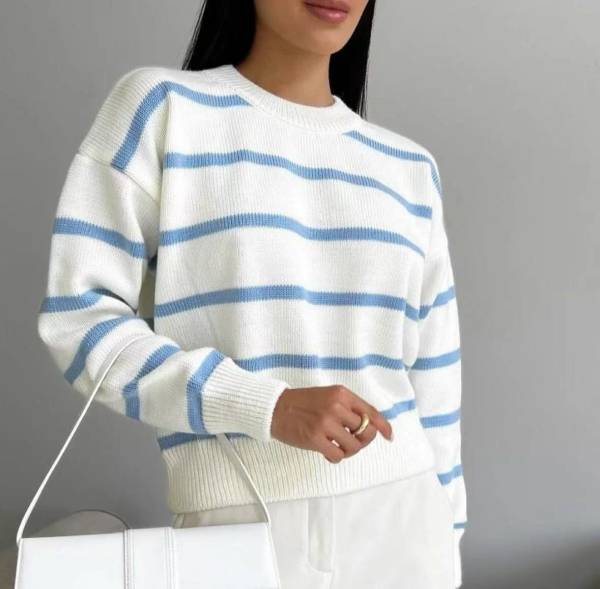 Pull Rayé Col Rond