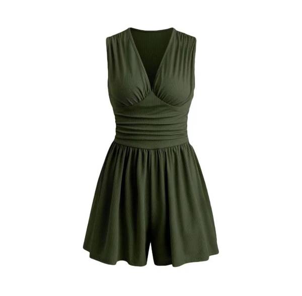 Robe Courte Col V Plissée