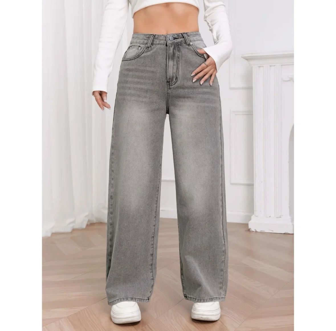 Jean Large Gris