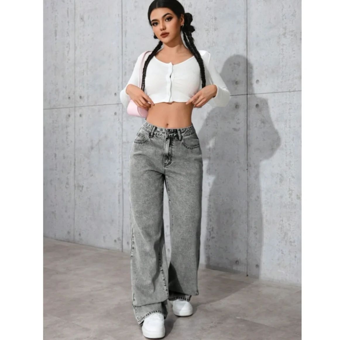 Jean Large Gris