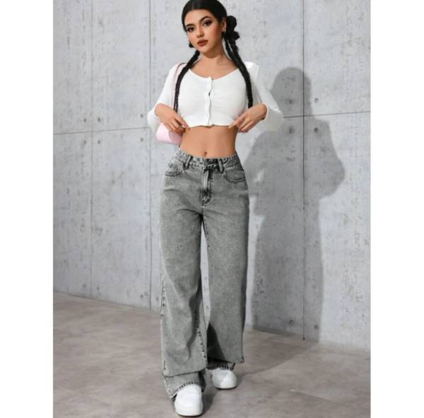 Jean Large Gris