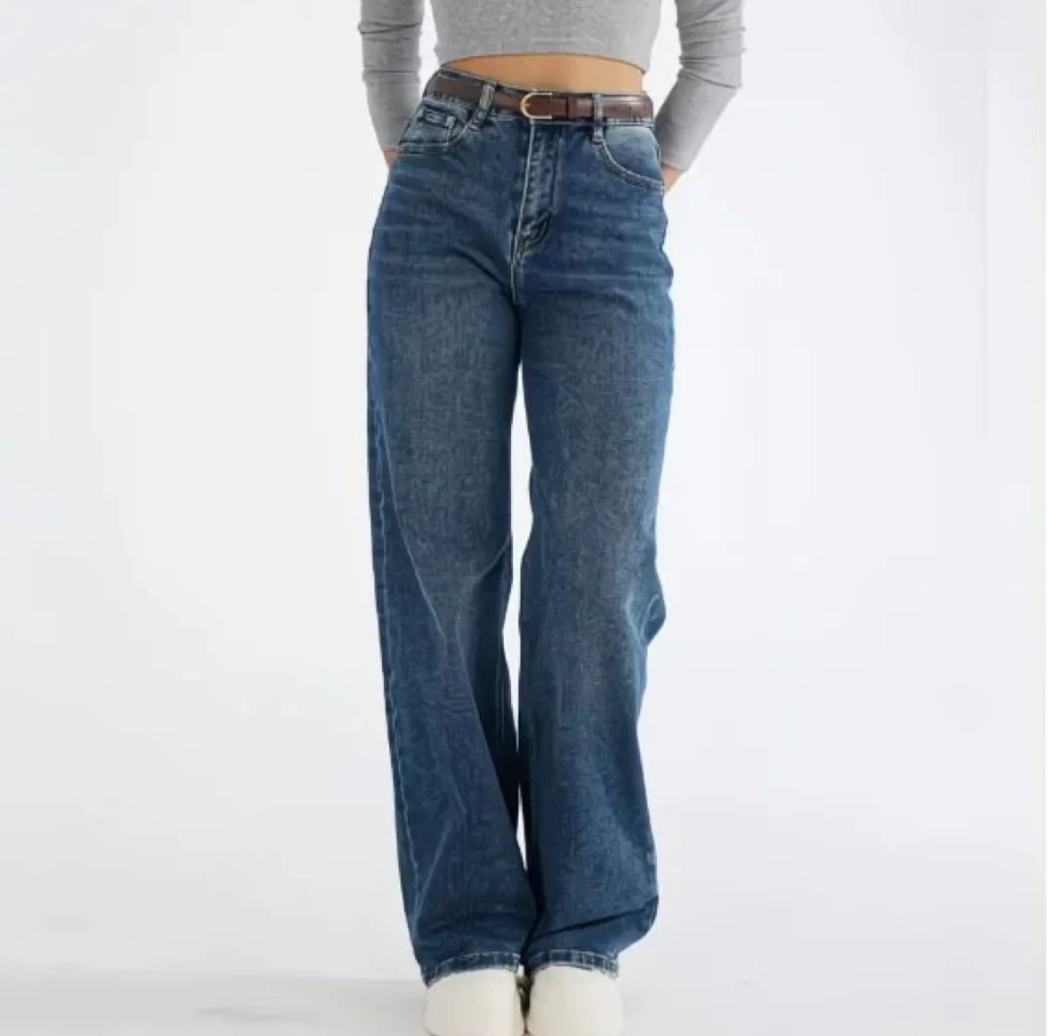 Jean Large Bleu Usé
